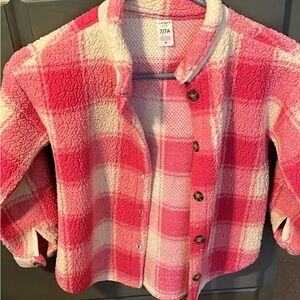 Carter's Pink and White Plaid Sherpa Shirt